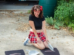 Bruinharig, Vies praten, Vrouw, Hd, Rijpe lesbienne, Plagen, Tieten likken, Uniformpje