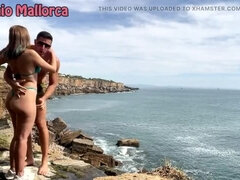 Big White Bubble Butt Portuguese Babe Fucks Hard on Beach - Amateur Creampie Sex