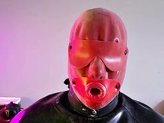 Heavy rubber latex: Sissy in training swallows 4 loads of cum