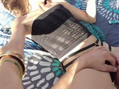 Amateur, Mamada, Pareja, Pajear, Al aire libre, Esposa
