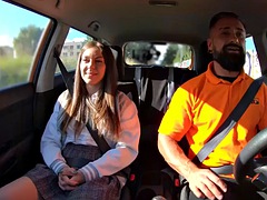 Public upskirt cuntride with driving teacher