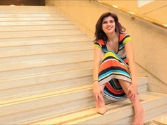 Vestido, Abierta, Tacones, Masturbación, Orgasmo, Público, Solo, Juguetes