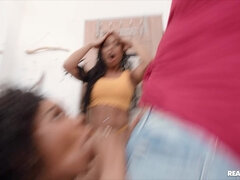 Black babes Demi Sutra and Kira Noir 3some sex story