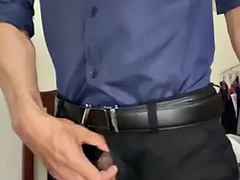 アジア人, デカチン, オナニー, オフィス, 一人, 教師, タイ, ウェブカメラ