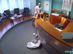 舐める尻, 医者, バック, 指いじり, なめる, 看護婦, オフィス, オマンコ