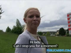 Karol Lilien gets her big tits and tight pussy pounded in public for cash