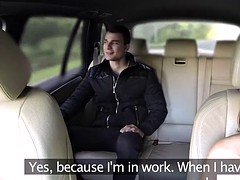 Female fake taxi driver finishing shift with sex