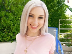 Blondine, Blasen, Hundestellung, Fingern, Handjob, Masturbation, Rasiert, Jungendliche (18+)