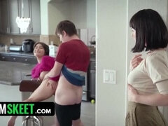 18 años, Tetas grandes, Mamada, Polla, Gafas, Orgasmo, Coño, Voyeur