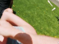 Leie, Amerikanisch, Freundin, Im freien, Piercing, Muschi, Kurzes haar, Titten