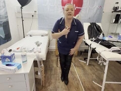 Mature BBW Dominatrix Satana's Piggy Visits Pain Clinic for Hardcore CBT and Medical Fetish Role Play