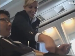 Asian, Blonde, Handjob, Interracial, Japanese, Public, Stewardess