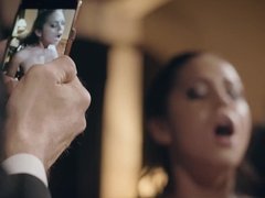 Blowjob, Brunette, Cumshot, Deepthroat, Humiliation, Licking, Natural tits, Public