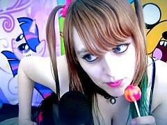 Beauty Sucking and Licking Lollipop Ear to Ear. ASMR