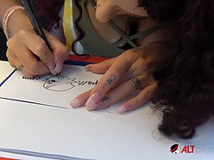 Heidi Van Horny and Mara Martinez ink and fuck hard in HD porn