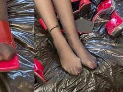 Noire, Couple, Pieds, Allemand, Fait maison, Jarretelles, Jouets, Vibromasseur