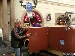 He picks up old granny bitch from street