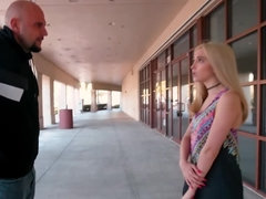 Bald man has to park his truck and own petite blonde