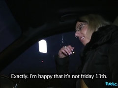 素人, ブロンド, フェラチオ, 車, 中出し, バック, アウトドア, 公共