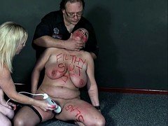 Bizarre sex toys domination and spanking of two bbw slaves