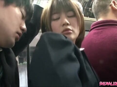 Asiatique, Beauté, Gros cul, Brunette brune, Bus, Tir de sperme, Chatte, Allumeuse