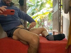 Amateur, Papá, Pies, Gay, Peludo, Masturbación, Músculo, Al aire libre