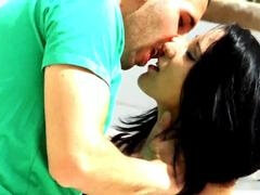 Sexy brunette Tania Kiss in stockings enjoys outdoor cock ride with Kevin White