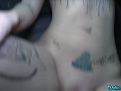 Cute blonde babe Alexis Bardot fucks on the backseat