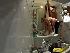 ビーチ, デカパイ, Hd, 熟年, 淫乱熟女, シャワー