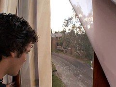 Brunette With Awesome Tits Sucks Instructor's Dick