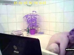 My bathing bare mom on secret cam