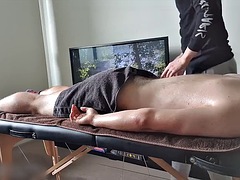 British Hairy Twink Receives First Erotic Massage  Happy Ending