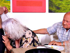 MATURE4K. Old pervert watches mature wife satisfied by waiter