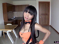 Aziatisch, Condoom, Ladyboy, Gezichtspunt, Shemale