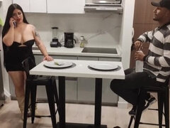 Sexy Latina Brunette Pays Delivery Guy With Hot Sex In Public Office