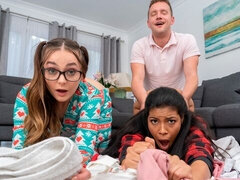 Grosser arsch, Grosser schwanz, Grosse titten, Blasen, Braunhaarige, Hundestellung, Frau frau mann, Muschi