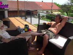 Tattooed German blonde seduces male friend on sex