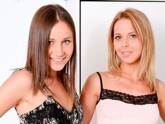 In den arsch, Dildo, Puppe, Fingern, Küssen, Lesbisch, Dürr, Entkleiden