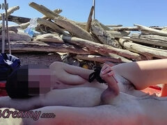 Risky Public Blowjob on the Canary Beach Almost caught - MissCreamy