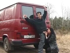 Grosser schwanz, Braunhaarige, Auto, Paar, Deutsch, Hardcore, Realität, Rau