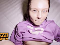 Pijpbeurt, Hardcore, Gezichtspunt, Roodharige vrouw, Douche, Slet, Tieten likken, Nat