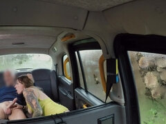 Inked bitch Ava Austen gets fucked in the taxi