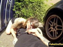 フェラチオ, イギリス人, 車, アウトドア, ポリス, ヤリマンの