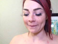 Pierced Redhead Freckle Face Redhead Takes Messy Facial in Doggystyle