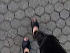 High platform wedges - walking and posing - shoe fetish