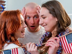 Enthousiasteling, Bedriegen, Hardcore, Natuurlijke tieten, Roodharige vrouw, Mager, Tiener, Trio