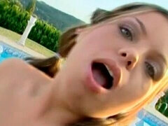 お尻, バック, 自然山雀, アウトドア, プール, ガリガリ, ティーン, オッパイの