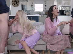 Grote kont, Grote mammen, Pijpbeurt, Bruinharig, Sperma shot, Kwartet, Groep, Handbeurt