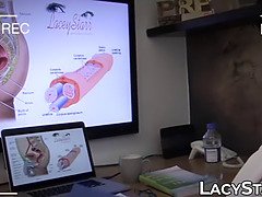 Doctor Lacey Starr handles her patient with strap-on nail