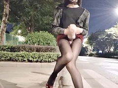 Masturbation in the middle of the road in a female form, had to help the drivers brother to jerk off and cum